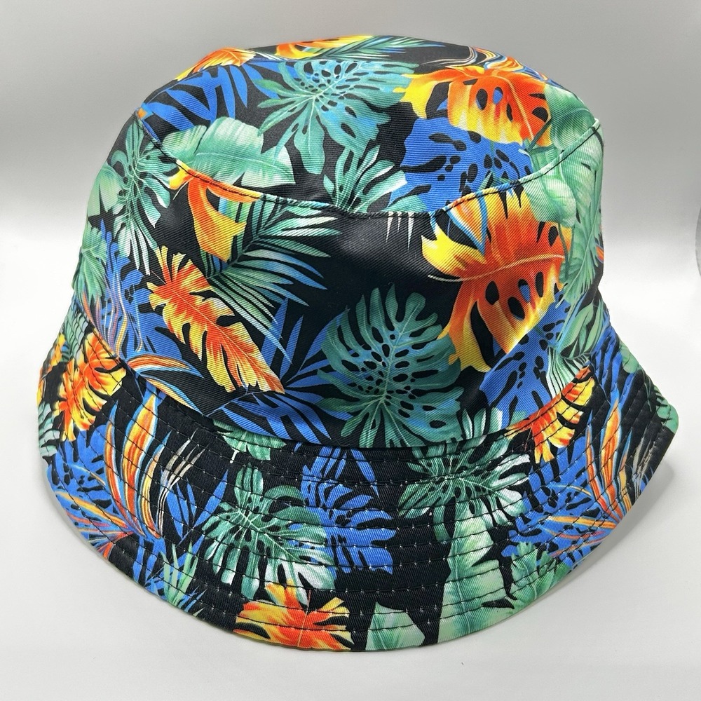 Tropical Flowers Plants Bucket Hat Cap One Size Adult Outdoors Black Casual